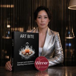 Aimei Yang with ART BITE book winner of Gourmand Awards 2026 exploring AI and space experience