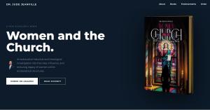 Homepage banner of Dr. Jude Jeanville’s official website showcasing his book Women and the Church: What the Bible Actually Says with Amazon ordering and excerpt options