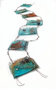 Pathway of Reflection 2020, Resin, found objects, ink + paper.