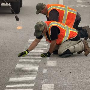 Each strip is precisely spaced to create the music