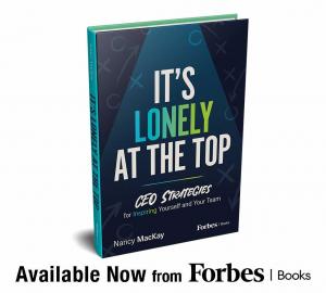 Book cover image for book launch announcement of "It's Lonely at the Top" by Nancy MacKay.
