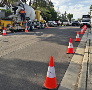 Black Label Traffic providing Traffic Control Services for Concrete Pours
