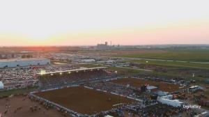 Aerial view of side-by-side rodeo arenas