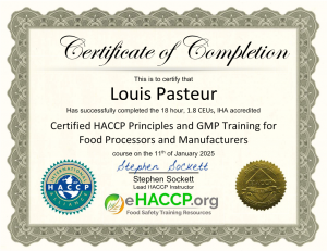IHA Accredited HACCP Certificate