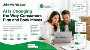 Couple using AI-assisted moving tools to plan and book a move.