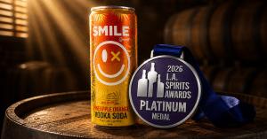 Award-winning Smile Spirits Pineapple Orange Vodka Soda RTD Cocktail with Platinum medal from the 2026 L.A. Spirits Awards