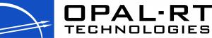 OPAL-RT Technologies corporate logo in horizontal format with blue and white emblem and company name for real-time simulation and power systems engineering.