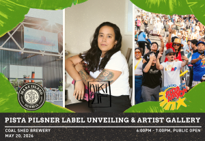 Mare Island Brewing Co. is proud to announce the release of Pista Pilsner in cans for the first time, created in collaboration with Vallejo Pista Sa Nayon in celebration of the festival’s 40th anniversary taking place on Saturday, June 6 at the Mare Island Coal Sheds, featuring original artwork by local Fil-Am artist Niki Toney A graphic featuring Mare Island Brewing Co., Artist Niki Toney and Vallejo Pista Sa Nayon inviting the public to the Artist Showcase and Label Unveiling event at the Coal Shed Brewery.