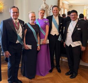 From left to right: Count Fredrik Taube (Grand Master of the Stora Amarante Orden) and his wife, Their Imperial and Royal Highnesses The Prince and Princess of Germany and Prussia, and Stephen Shaya, M.D.
