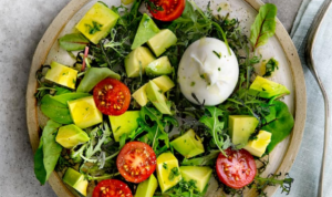 Green Salad with Avocado and Mini Burrata