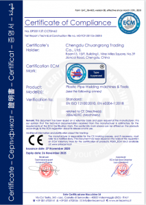 Portable Electrofusion Machine Supplier-Certificate1