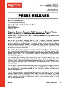 Ingantec Secures Exclusive WARF License A