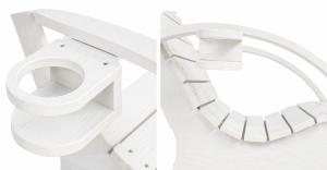 AquaCurve white in-pool lounge chair with armrests and cup holder detail