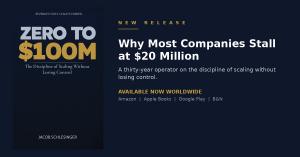 Book cover of Zero to $100M by Jacob Schlesinger, a guide to scaling founder-led companies from startup to one hundred million dollars in revenue