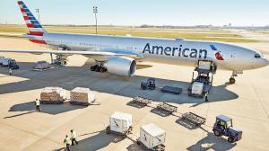 American Airlines Cargo airplane being loaded with cargo