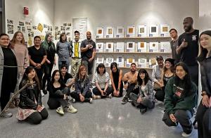 First Sustainable & Recycled Materials Library in the Country to Launch at San Francisco State University 14 Student Co-Founders of the SFSU Sustainable Materials Library posing in front of materials tiles