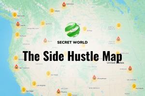 Secret World App Announces Strategic Pivot to Side Hustle Marketplace, Reports Surge in Sign-Ups as Sellers Flood the Map Map of the western United States showing Secret World task and pop-up pins across major cities including Seattle, San Francisco, Los Angeles, Las Vegas, Phoenix, Portland, and Albuquerque, with the Secret World logo and the text