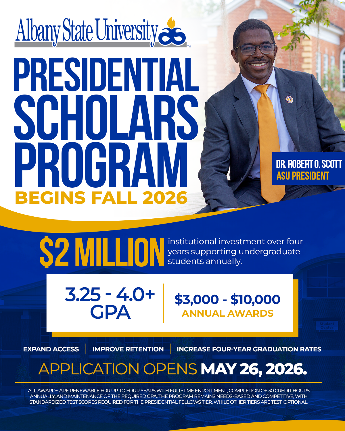 Albany State University Relaunches Presidential Scholars Program Under Leadership of President Dr. Robert O. Scott