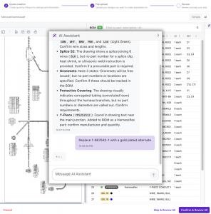 Cableteque, the only purpose-built quoting platform provider for wire harness and cable assembly manufacturers, today added Cableteque AI, the first in a series of AI capabilities designed to address manual and disconnected steps in the quoting workflow cableteque ai assistant extracting information from a drawing
