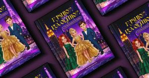 Multiple copies of Fashion Revolution Vol. 2: The Neuroscience of Fashion by Giulia Deamina displayed against a purple background, featuring illustrated children in formal fashion outfits with glowing city landmarks and a vibrant purple and gold design.