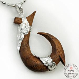 Hawaiian Jewelry Designer Happy Laulea Launches Limited-Time Father's Day Sale 15 Solid Hawaiian Koa Wood Sterling Silver Fish Hook 'Makau' Necklace Pendant