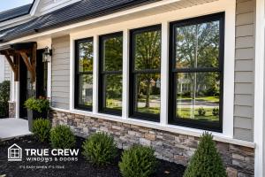 Energy-efficient replacement windows installed on a home in Muncie Indiana by True Crew Windows and Doors