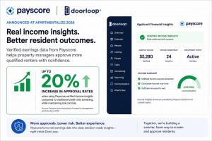 Payscore, a leading income verification platform, today announced a partnership with DoorLoop, an AI-native property management software provider, to bring real-time financial data directly into the tenant screening process—enabling multifamily housing operators to make faster rental application decisions and approve more qualified renters