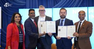 Representatives from 4S Consulting Services Inc., the Workplace Safety and Insurance Board, and the Government of Ontario pose with recognition certificates at New Horizons in Safety 2026.