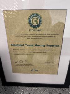 Elephant Trunk Moving Supplies Green Business Certificate