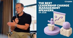 Clash Creation has published its definitive 2026 guide to the UK's most sought-after change management speakers Change management speaker Chris Hirst delivering a keynote on stage in front of a large presentation screen.