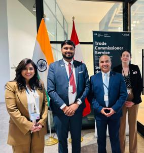 Image of Orange Neurosciences and Farm Native Group CEO with the Life Sciences Trade Commissioners of TCS Services  In the picture from left to right Zinnia Jamshed, Sourabh Agarwal, Vinay Singh, Aude-Alexia Véronneau