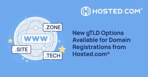 Hosted.com ® supports new gTLD options for domain registrations, giving more extension choices.