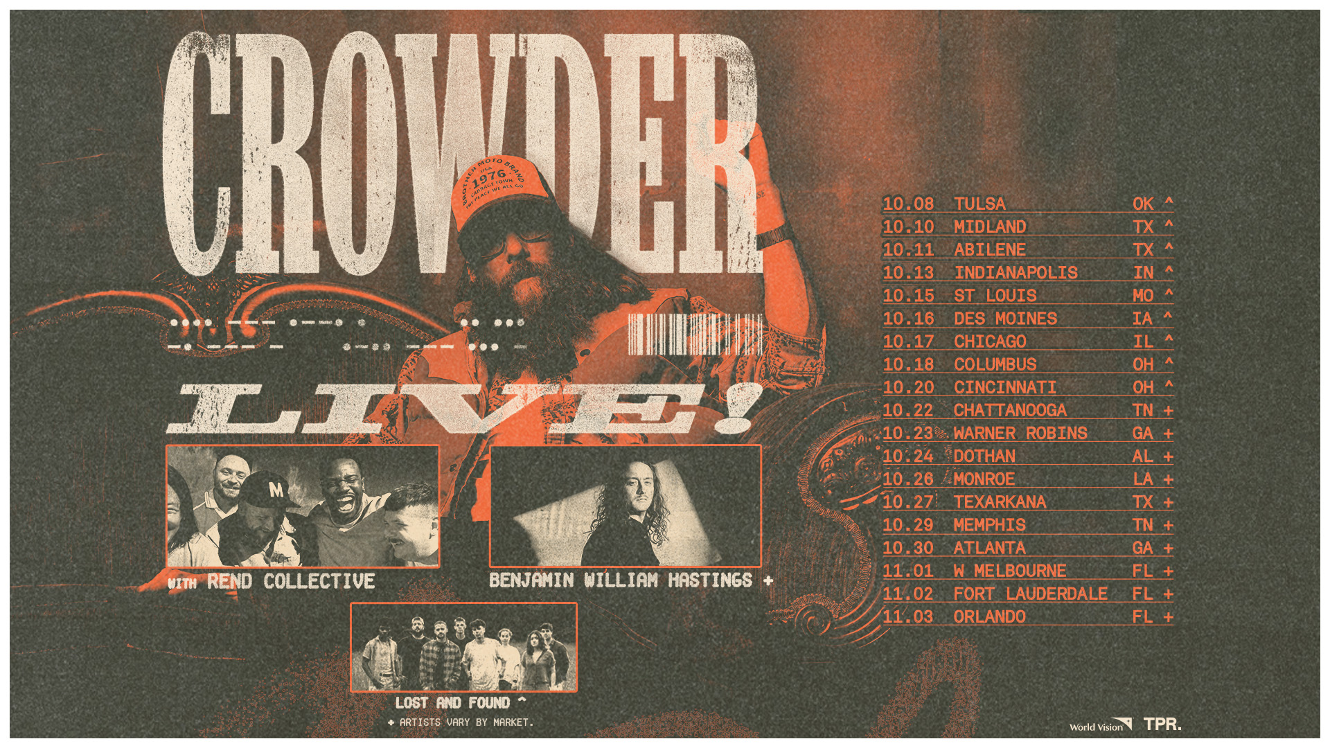Crowder Announces Fall 2026 Crowder LIVE! Tour Featuring Rend Collective