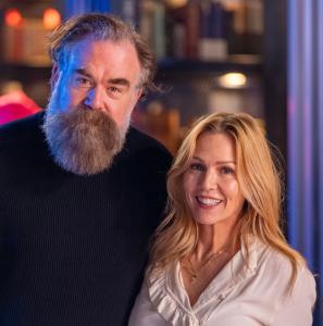 Jennie Garth is pictured alongside Chris Collins, host of Books That Changed My Life