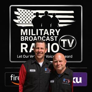 Joel Hunt and Brandon Stokely promoting Military Broadcast Radio's new animated series.