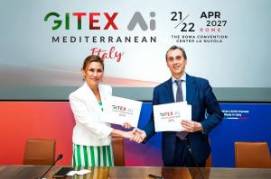 Trixie LohMirmand, CEO of GITEX with Francesco Marcolini, President of Lazio Innova