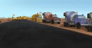 After completing the design, the concrete paving crew places rebar and begins pouring the new runway