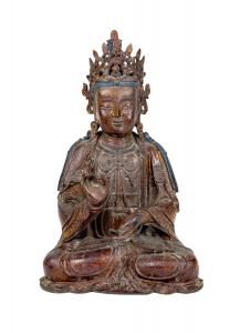 Chinese Ming Dynasty (1368-1644) gilt lacquered bronze Bodhisattva, 23in tall by 15in wide. Estimate: $20,000-$30,000
