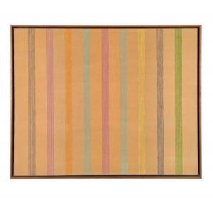 1970 acrylic-on-canvas abstract composition by Gene Davis (Washington, DC, 1920-1985), 24in x 30in (sight), signed and dated. Estimate: $10,000-$15,000.