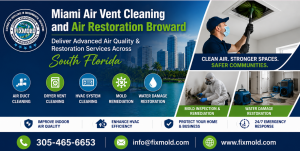 FixMold South Florida air duct cleaning mold remediation and water damage restoration advertisement
