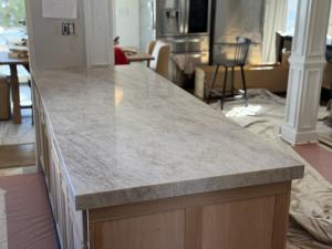 Taj Mahal Gold Printed Quartz with Mitered Edges