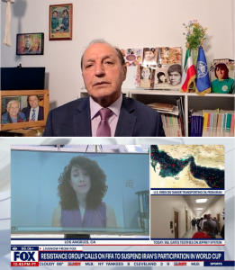 Los Angeles, June 10, 2026 – Athletes Bahram Mavaddat and Soolmaz Abooali, speaking at a conference organized by the US Office of the National Council of Resistance of Iran urging FIFA to expel Iran’s regime due to IRGC interference in sports & suppression of athletes. 