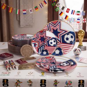 Wonderful Party – Stars & Stripes Soccer Plates with Gold Rim