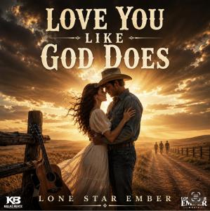 FOR IMMEDIATE RELEASE
June 11, 2026 – Lone Star Ember is proud to announce the release of “Love You Like God Does,” a heartfelt country gospel ballad now available on all major streaming platforms Love You Like God Does by Lone Star Ember Album Cover Art image of a cowboy embracing his woman on a country road with a heavenly light shining from above