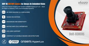 Vadzo's Bolt-821CRS is a high-resolution 4K HDR MIPI CSI-2 camera module