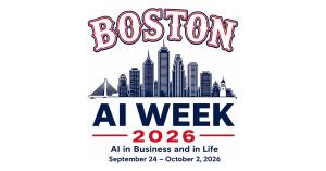 Boston AI Week 2026 Logo, Boston Skyline and Zakim Bridge: AI in Business and Life, September 24 - October 2, 2026