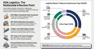 USD 74.6B in logistics investment, 98% warehouse occupancy, and five new rail corridors position Saudi Arabia's freight market for 18% CAGR growth through 2030.