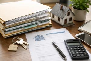 Lawyers Realty Group, an attorney-owned California real estate brokerage, announced a new homeowner education campaign focused on what it calls the “Loan Modification Document Trap,” a recurring problem for homeowners who continue submitting mortgage-servicer paperwork without knowing whether they are realistically positioned to qualify for a loan modification Real estate and mortgage documents organized on a desk with house keys, folders, a calculator, and a smartphone, illustrating the document collection and review process for homeowners seeking a loan modification or foreclosure-prevention assistance.