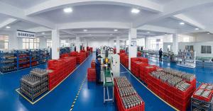 Automated stainless steel water bottle manufacturing facility and CNC robotic production lines at JOOYO Drinkware factory in Wuyi, China.