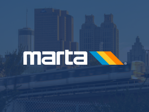MARTA logo shown on a background with a train